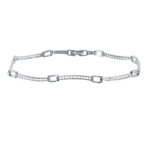 Sterling Silver Wavy Design CZ Stones Tennis Bracelet